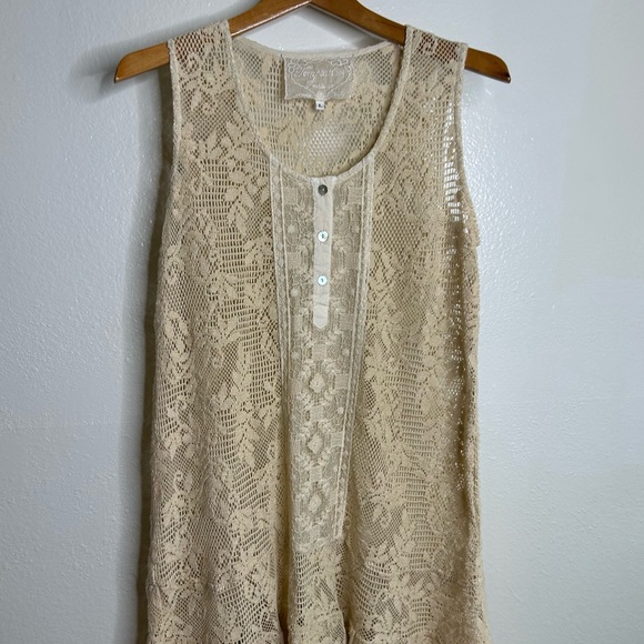 Temptation Positano 100% Cotton Cream Crochet Lace Tunic Mini Dress Size L - Picture 3 of 12